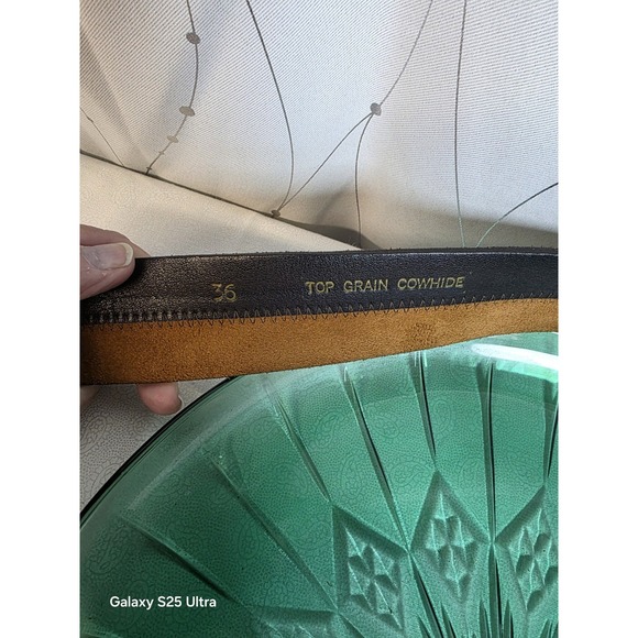 Mens Womens Brown Belt 36 Two Tone Leather Unique Boho 70s Retro Top Grain Cow - Picture 3 of 6